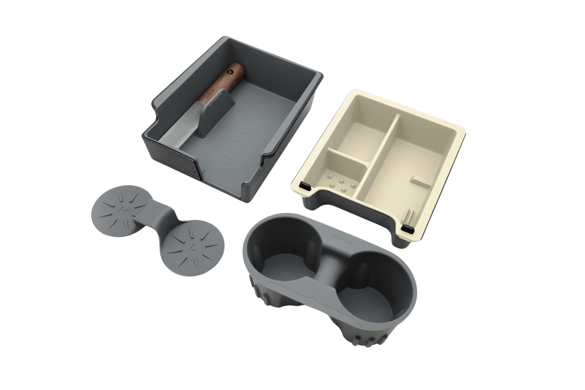 transparent butter color center console organizer combo together with cub holder and armrest organizer