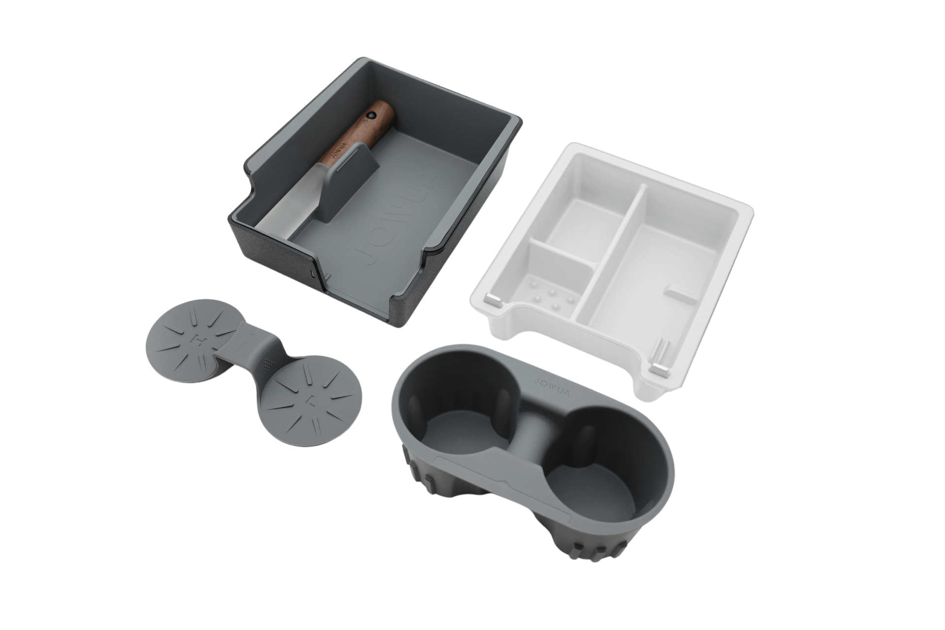 transparent white center console organizer combo together with cub holder and armrest organizer