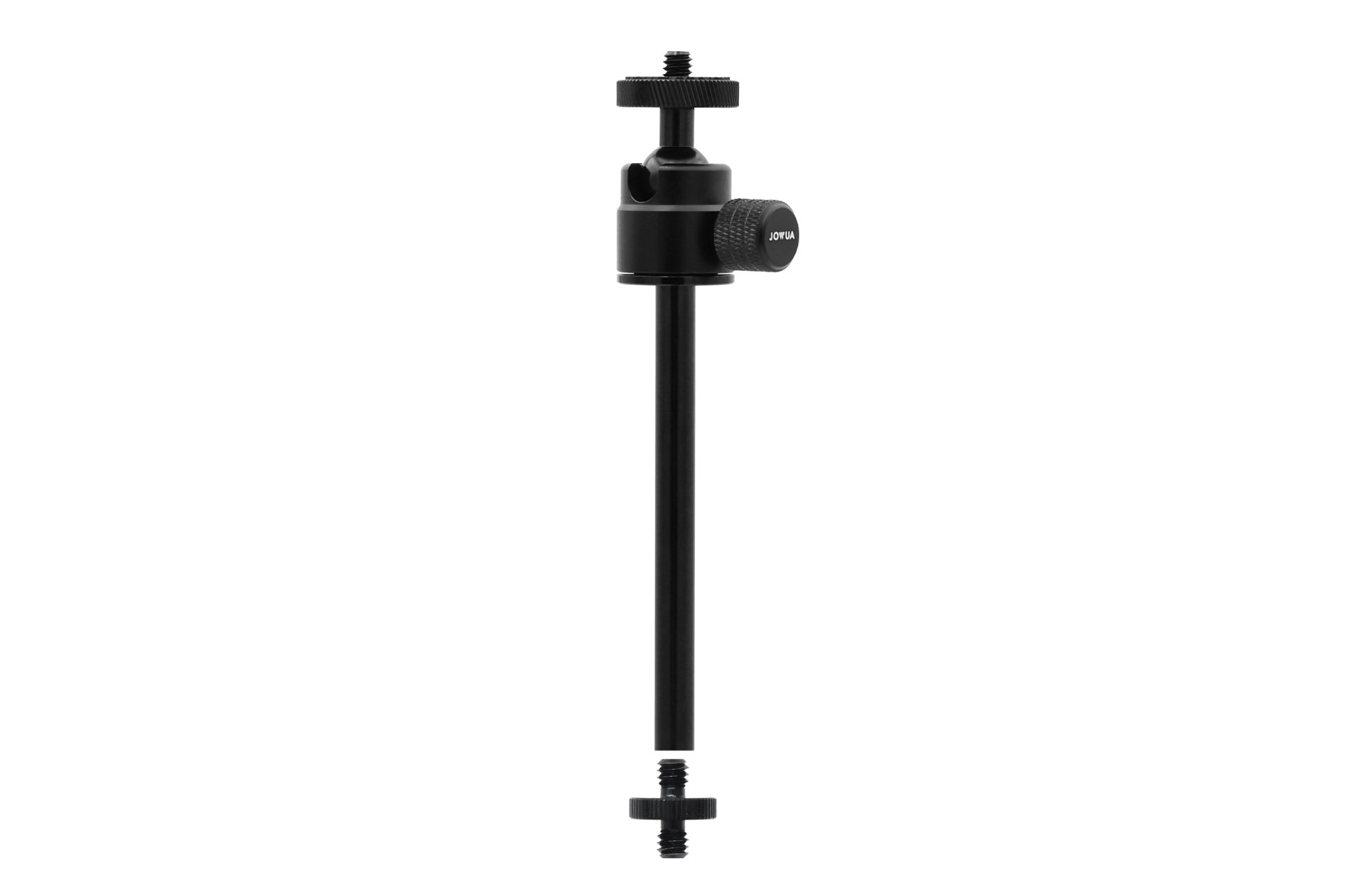 The JOWUA Tesla Everyday Essentials features a black adjustable mounting rod with screw attachments and a side tightening knob, ideal for securely attaching devices like MagSafe car mounts for seamless Apple ecosystem charging.