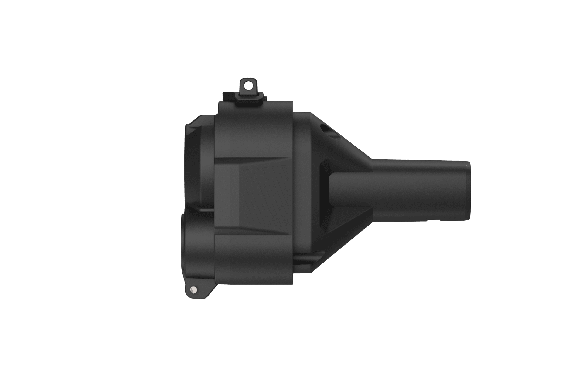 The JOWUA CCS1 to NACS DC & AC Charging Adapter is a black, cylindrical component with two circular ends, small mounting tabs, and a tapered extension—shown on a plain white background—ideal for CCS adapter or Tesla CCS compatibility.