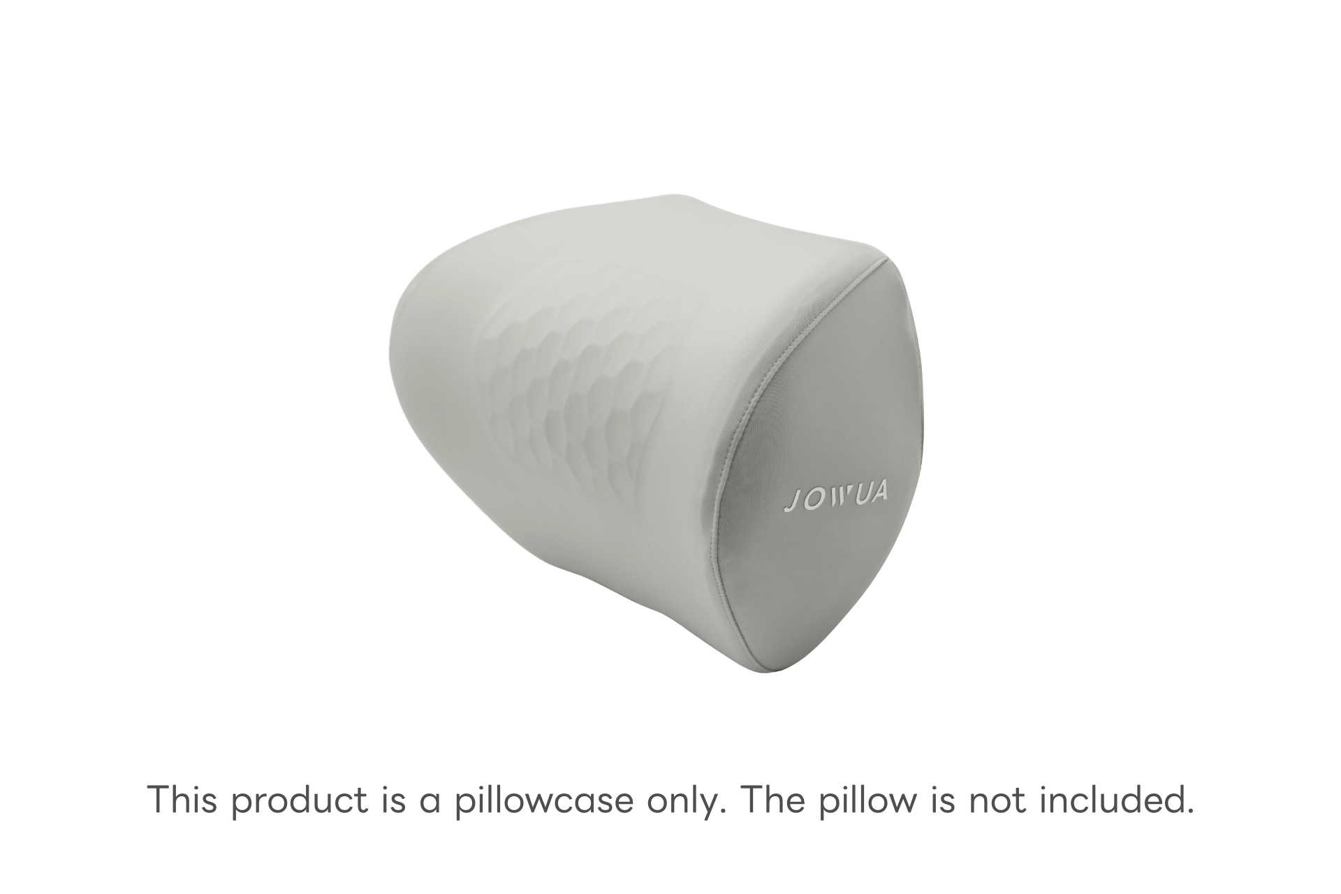 A light gray, textured cooling pillowcase for Tesla neck pillows with "JOWUA" printed on the front, shown without a pillow. Text below: "Pillowcase only—pillow not included.