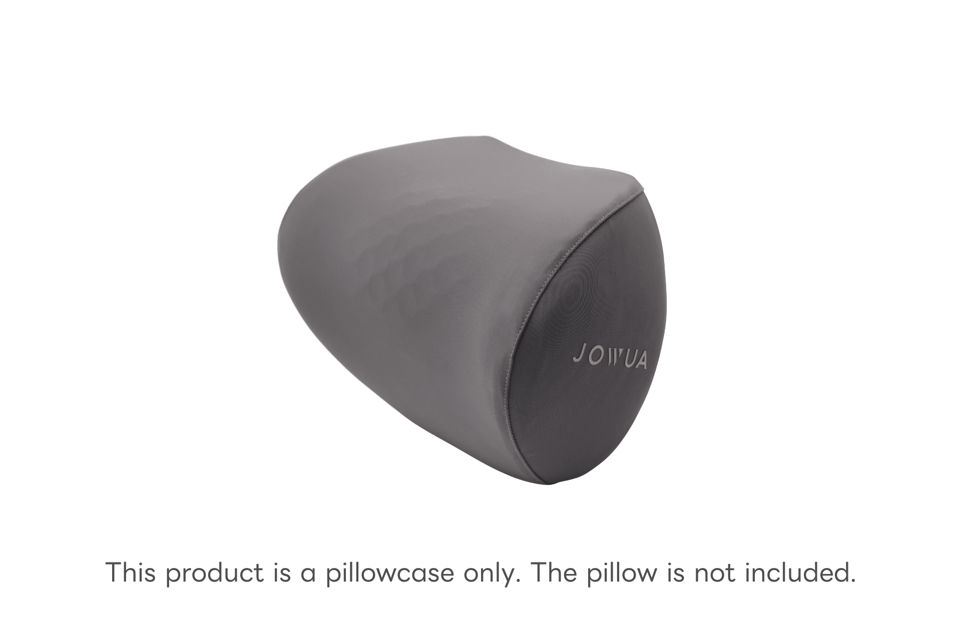 A gray JOWUA Pillowcase for Car Neck Pillow, shaped to fit ergonomic designs. "JOWUA" is printed on the side. Summer cooling pillowcase; pillow not included.