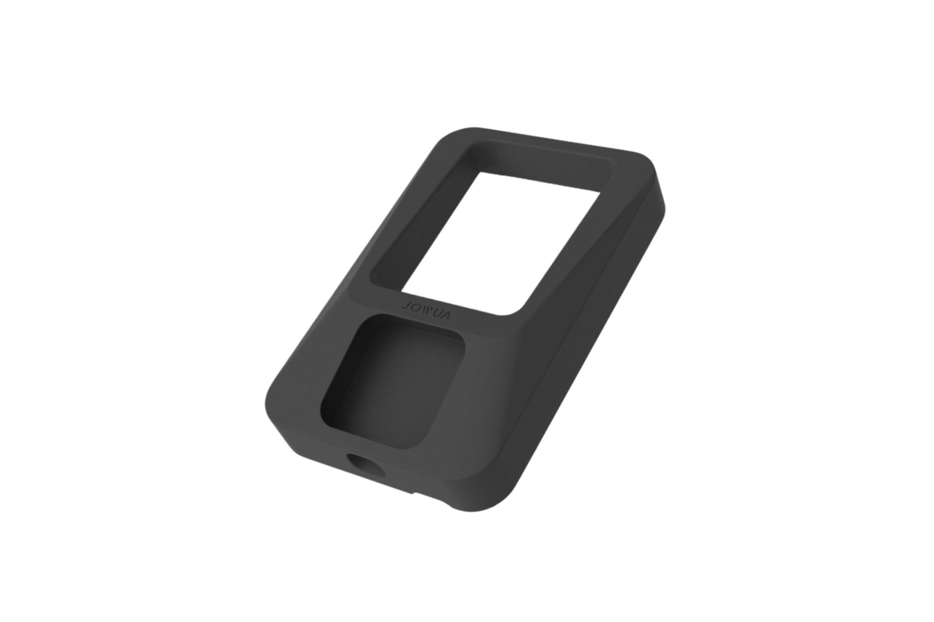 The JOWUA Power Dock Combo, an Apple accessory charger for Tesla, features a black rectangular silicone protective case with two large and one small cutouts for easy access and wireless charging, shown against a solid black background.