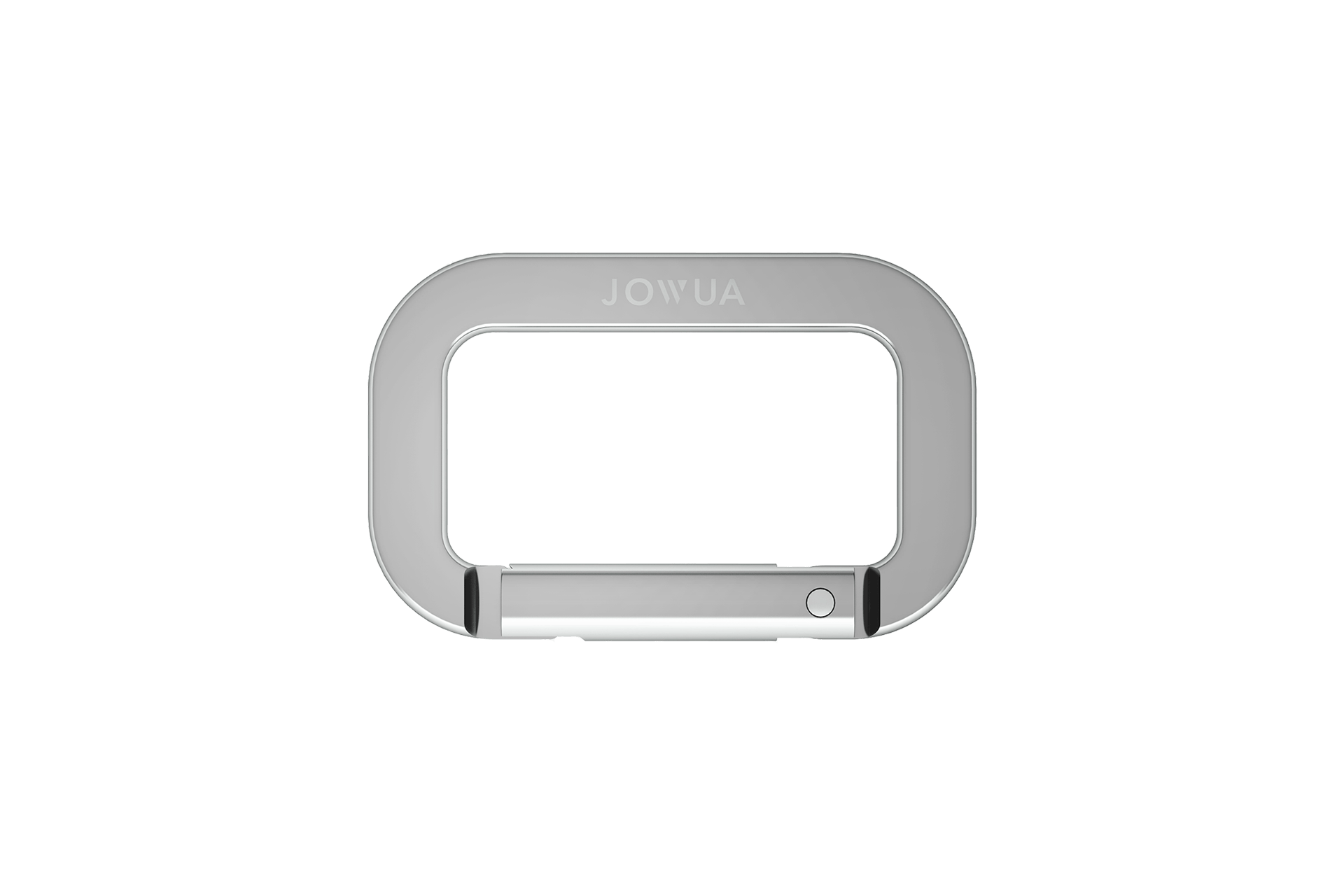 Displayed against a white background is the Snap Hook Tesla Model S/3 from JOWUA, featuring a silver rectangular shape and a straight gate latch for effortless opening and closing. It's perfect for securing items and an ideal addition to the sub-trunk compartment of your Tesla Model S or 3.