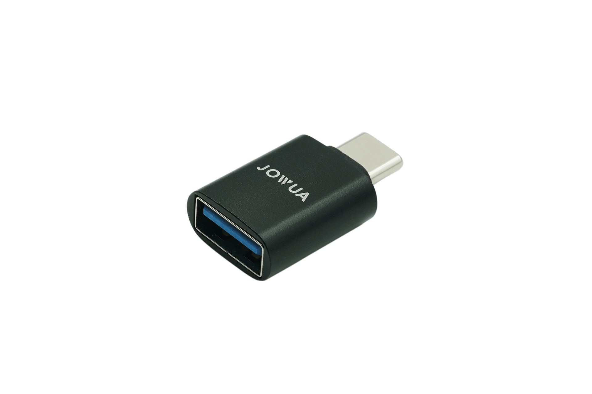 An exceptional USB-C to USB-A charging adapter, exclusively for power transfer, proudly displaying the "JOWUA" brand on a stylish black surface.