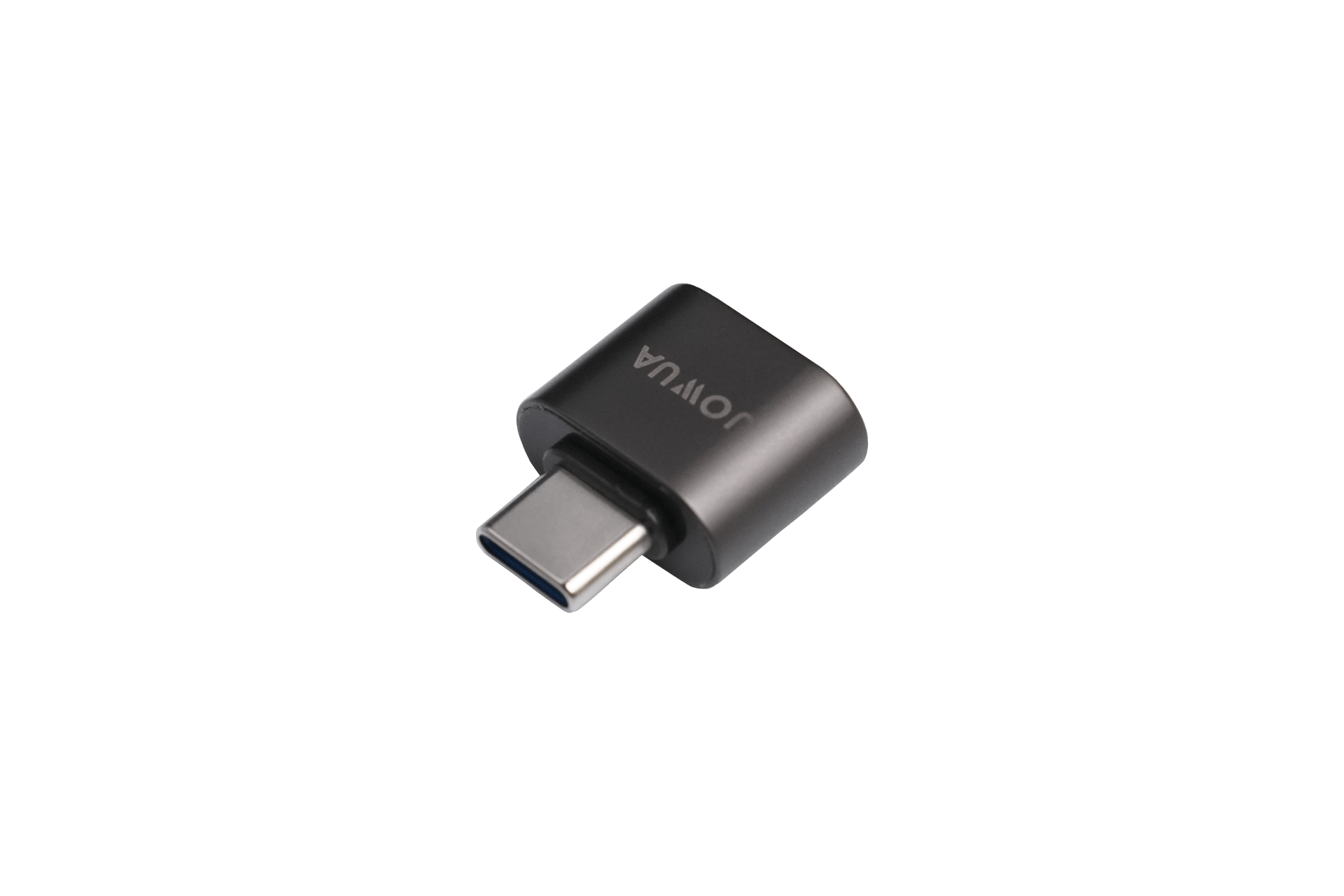 A black USB-C to USB-A adapter (Data OTG) with a compact design, featuring "JOWUA" printed on the top, ideal for TeslaConnect and seamless data synchronization.