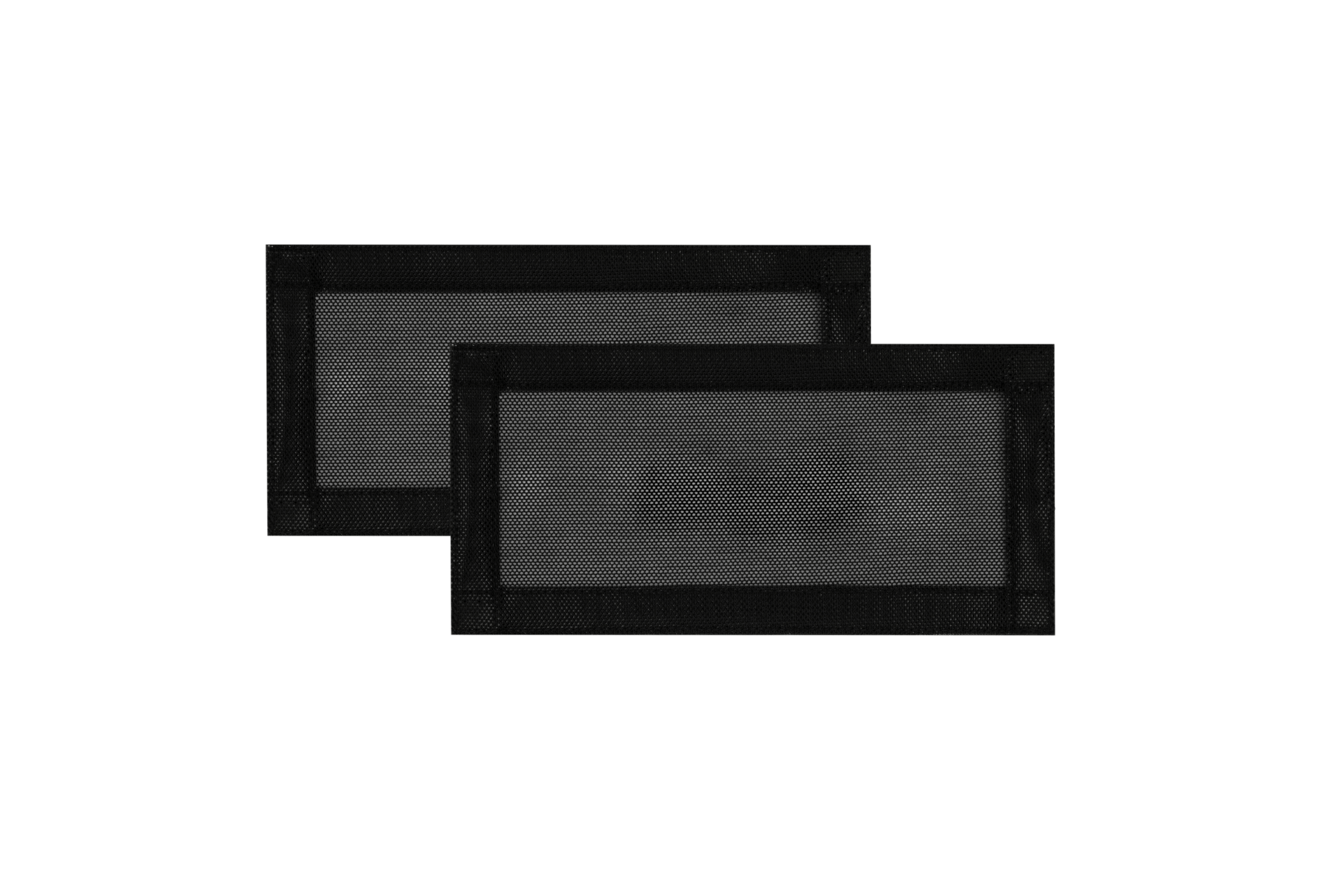 Two JOWUA Rear Under Seat Air Vent Covers, rectangular in shape and crafted from water-resistant fabric, overlap slightly against a white background.