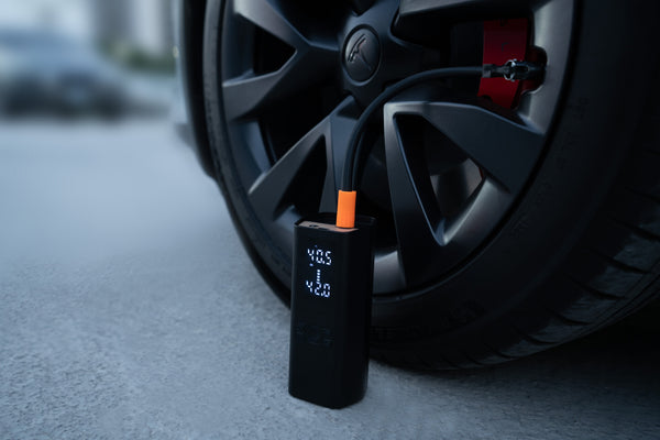 Portable Air Compressor for Tesla & Tire Valve Caps Combo