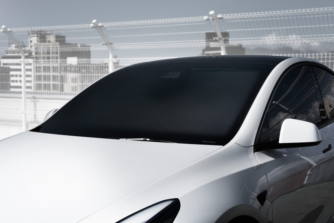 Privacy at Night, Cool Drive by Day | Model Y Windshield Shade - JOWUA