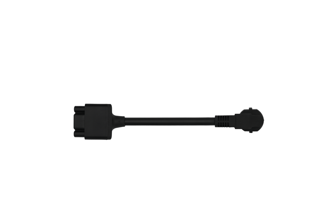 The JOWUA EV Mobile Connector (Type-2) – Versatile Mobile Connector is a black adapter cable with a rectangular connector and a round Type-2 plug, perfect for portable EV charging, shown on a plain white background.