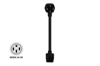 The JOWUA NEMA 14-50 Mobile Connector Adapter is a black Tesla-compatible cord with plug and socket ends. A three-prong outlet icon in the corner highlights its superior cable durability for reliable use.