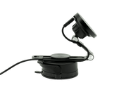 The JOWUA 6D Tesla Compatible Invisible Foldaway Car Mount Qi2 Wireless Charger (MagSafe) features an adjustable arm and suction cup base with power cable, shown in black. Suitable for Tesla S/3/X/Y/Cybertruck.
