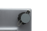 A close-up shows the JOWUA 6D Tesla Compatible Invisible Foldaway Car Mount Qi2 Wireless Charger (MagSafe) clipped to a silver device, set against a black background.