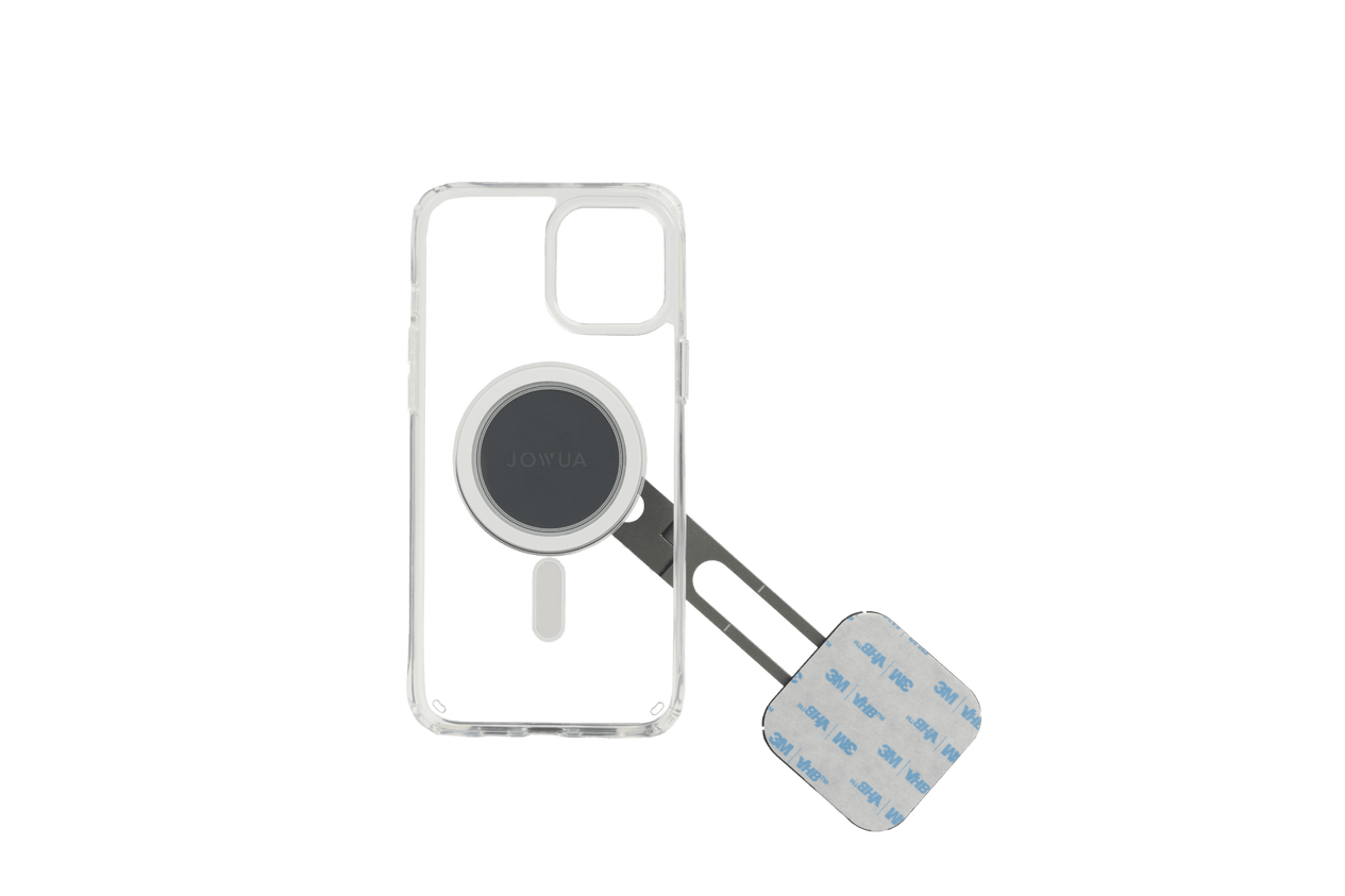iPhone case designed by JOWUA featuring a circular magnetic mount. It
